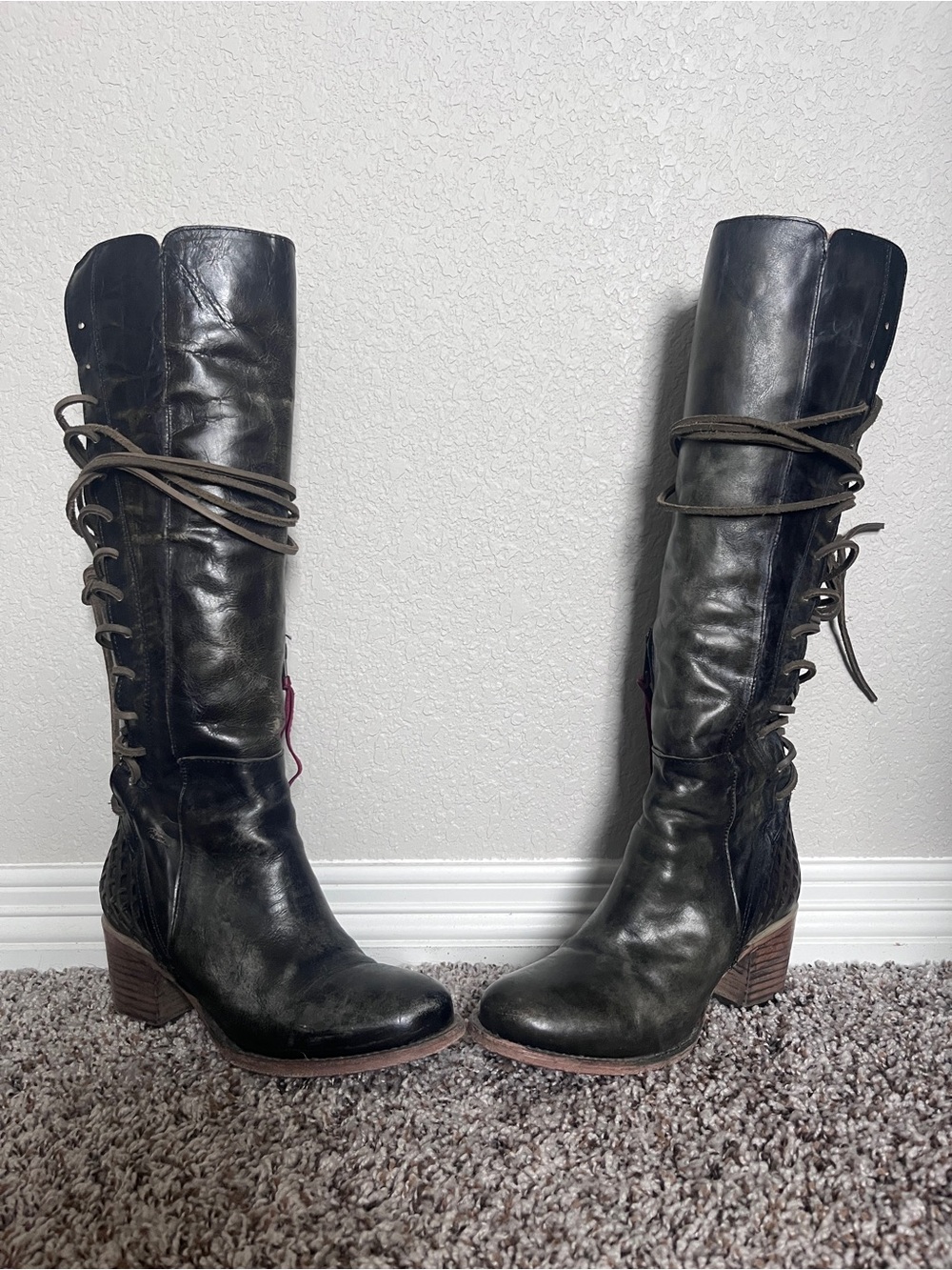 Carver (discontinued) Freebird by Steven Lace-Up Knee-High Leather Boots - Picture 4 of 6